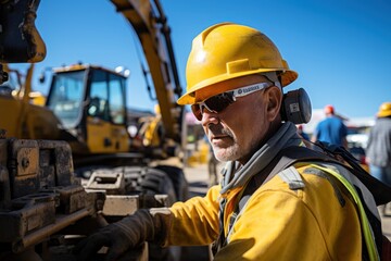 A hydraulic engineer is checking the safety on a newly installed pipe of a modern industrial machine. - obrazy, fototapety, plakaty