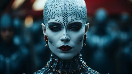 artificial woman from the future - a surreal portrait of a female cyborg