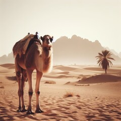 carnel on the desert animal background for social media