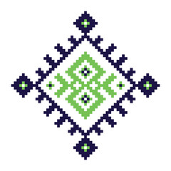 Green and blue colors. For tablecloth, dress, skirt, textile design.Ukrainian embroidery fragment, scheme. Vector illustration of ukrainian folk ornament. Vyshyvanka. Traditional geometric ornament