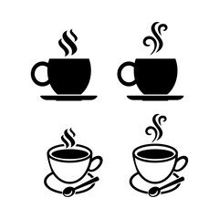 Cup of hot drink, mug of coffee, tea etc. Coffee cup with steam vector icon.