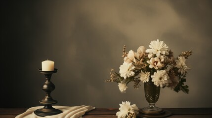 Vintage Vase with White Flowers Mockup