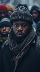 Fototapeta premium Dark-skinned man in winter
