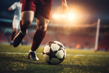 Fototapeta premium Soccer player legs and ball, action shot
