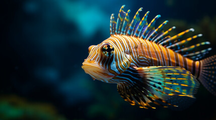 Lionfish underwater. Generative AI
