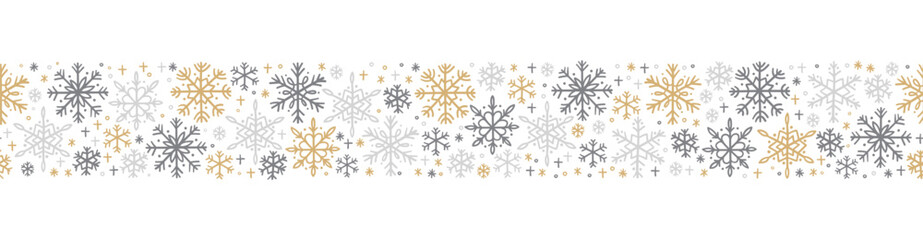 Beautiful hand drawn snowflakes seamless pattern, fragile winter background, great for textiles, banners, wallpaper, wrapping - vector design