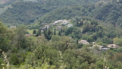 Fototapeta na wymiar A spectacular view from a cycling trail close to Peymeinade in the departement Alpes-Maritimes in the region Provence-Alpes-Côte d’Azur in France, in the month of June