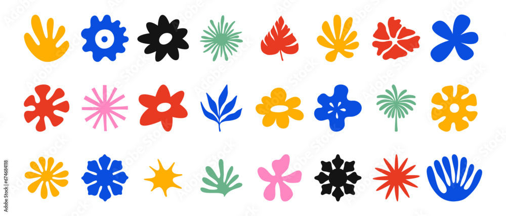 Poster Vector set of design elements and illustrations in simple flat linear style - sun symbols, abstract forms and shapes - logo design templates, badges and stickers for posters, prints, banners