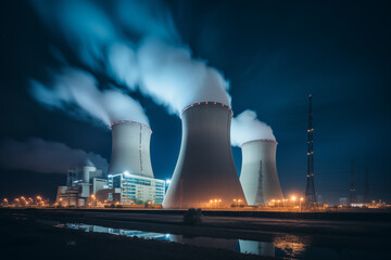 nuclear power station, night landscape