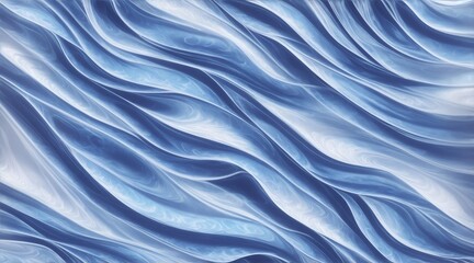 waving texture. Liquid holographic background. Smooth waves surface of silk like ocean with ripples and folds. illustration. vibrant shades of blues and white.