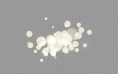 Dust sparks and stars shine with a special light. Christmas light effect. Glittering particles of magic dust.Vector sparkles on a transparent background.