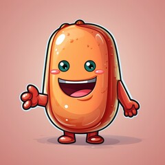 Cute Hotdog Waving Hand , Cartoon Graphic Design, Background Hd For Designer