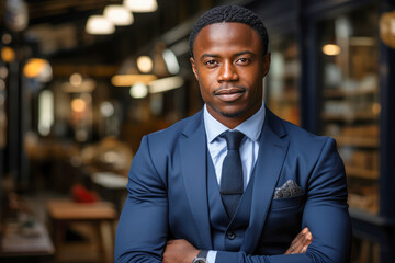 Fototapeta premium Portrait of a young confident African American businessman