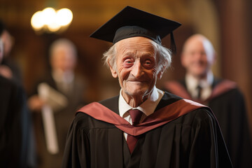 an elderly college graduate