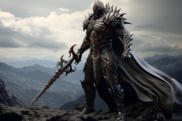 Obraz premium Fantasy landscape with dragon and mountains. 3d render illustration.