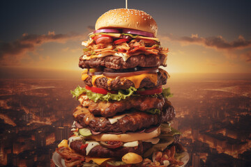 giant burger - obrazy, fototapety, plakaty