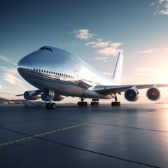 Fototapeta na wymiar a large airplane on a runway