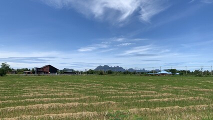 landscape with house and mountains