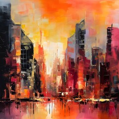 Abstract watercolor illustration of the city of New York City, USA.