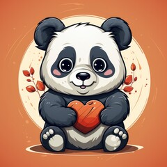 Cute Panda With Love Sign Hand , Cartoon Graphic Design, Background Hd For Designer