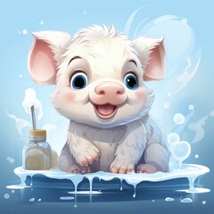 Cute Pig Brushing Teeth , Cartoon Graphic Design, Background Hd For Designer