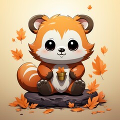 Cute Red Panda Holding Bamboo , Cartoon Graphic Design, Background Hd For Designer