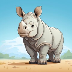 Naklejka premium Cute Rhino Sitting , Cartoon Graphic Design, Background Hd For Designer