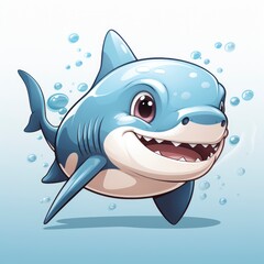 Obraz premium Cute Shark Snorkeling , Cartoon Graphic Design, Background Hd For Designer
