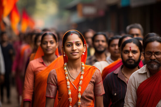 Ethnic variety group of indian people in Minorities Rights Day in India