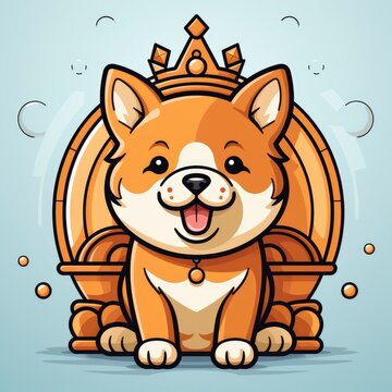 Cute Shiba Inu Dog King With Crown , Cartoon Graphic Design, Background Hd For Designer