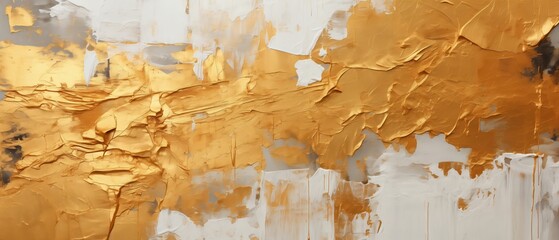 Abstract background, painting made of gold on the marble, suitable for use as a background, wallpaper, or wall art.
