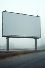 Obraz premium Misty Morning with Blank Billboard on the Highway