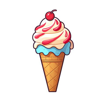 Simplified flat art image of a ice cream  on a cone
