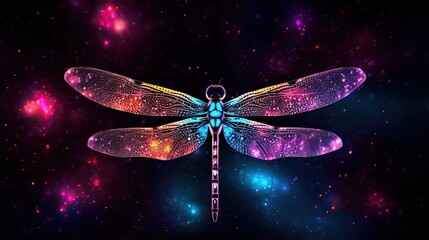 Spiritual neon color dragonfly