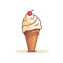 Simplified flat art image of a ice cream  on a cone