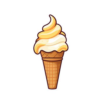 Simplified flat art image of a ice cream  on a cone