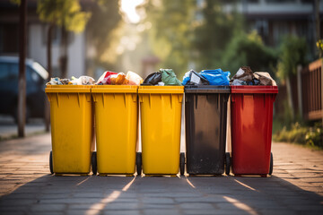 Fototapeta na wymiar garbage bin for sorting garbage on the street