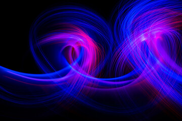 Obraz premium Neon design elements lights glow and flash technology abstract background. High quality photo