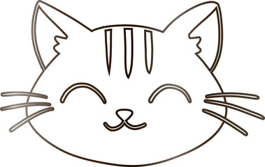 Cat muzzle drawing gradient decoration and design.