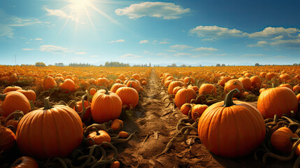 Field of Pumpkins, Generative AI Illustration