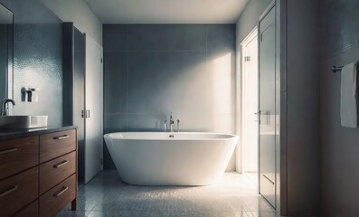 Bathtub in a modern bathroom 
