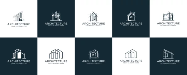 Fotobehang Collection of abstract architectural building construction logo designs © saturo