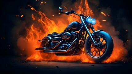 motorcycle in fire