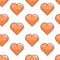Seamless background with cartoon orange hearts. Vector design of Valentine's Day wrapping paper