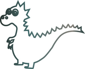 Dragon drawing gradient symbol for decoration and design.