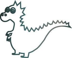 Dragon drawing gradient symbol for decoration and design.