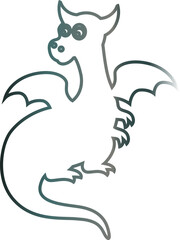 Dragon drawing gradient symbol for decoration and design.
