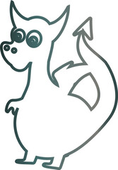 Dragon drawing gradient symbol for decoration and design.