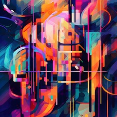 abstract colorful background with lines and geometric elements, vector illustration.