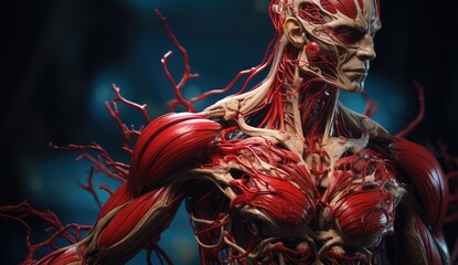 Anatomia i układ mięśniowy człowieka.  - obrazy, fototapety, plakaty